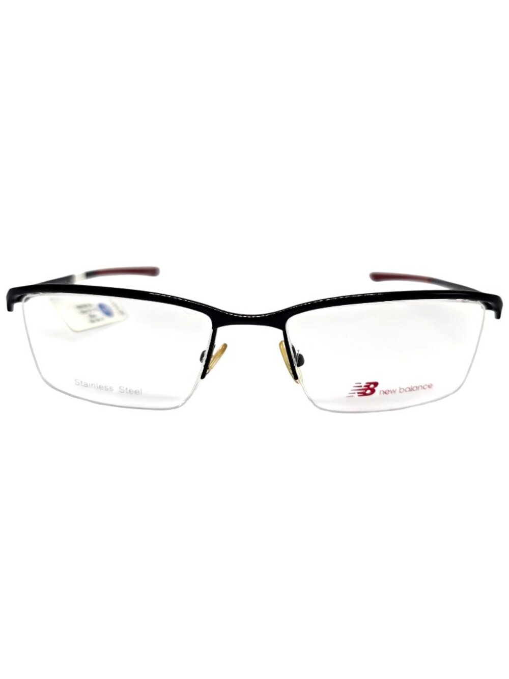 New Balance NB506 Eyeglass Frames 56-19-140 Black Red Semi Rimless Unisex